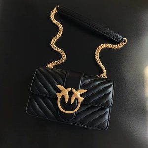 PINKO Love Classic Icon V Leather Shoulder Bag